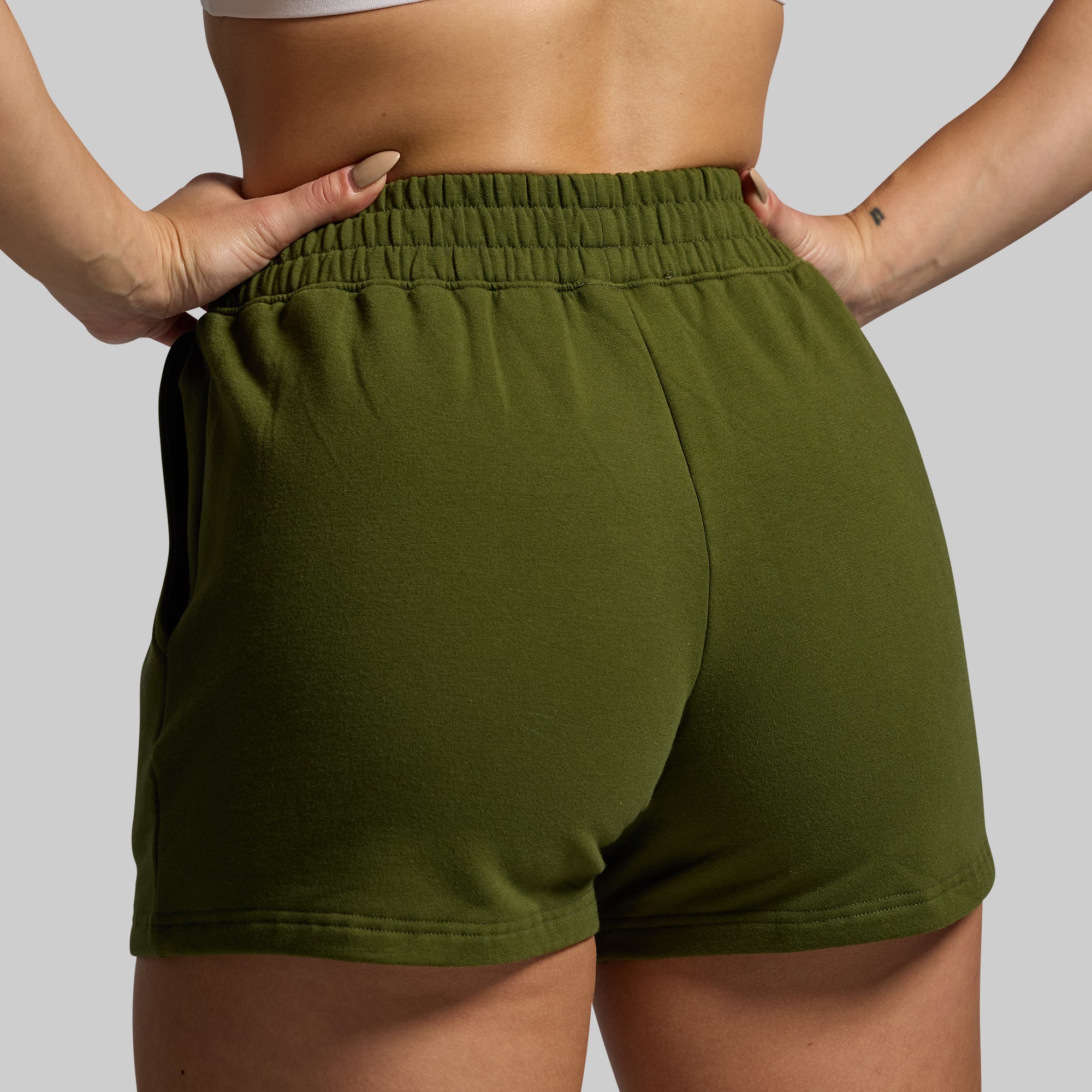 Women's High-Waist Unmatched Shorts - Military Green | Comfortable Workout & Lounge Shorts for Yoga, Running & Casual Wear