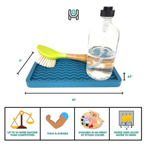 Happitasa Silicone Kitchen Sink Organizer Tray - Sponge Holder & Countertop Protector | Bathroom & Kitchen Soap Dish Dispenser (10