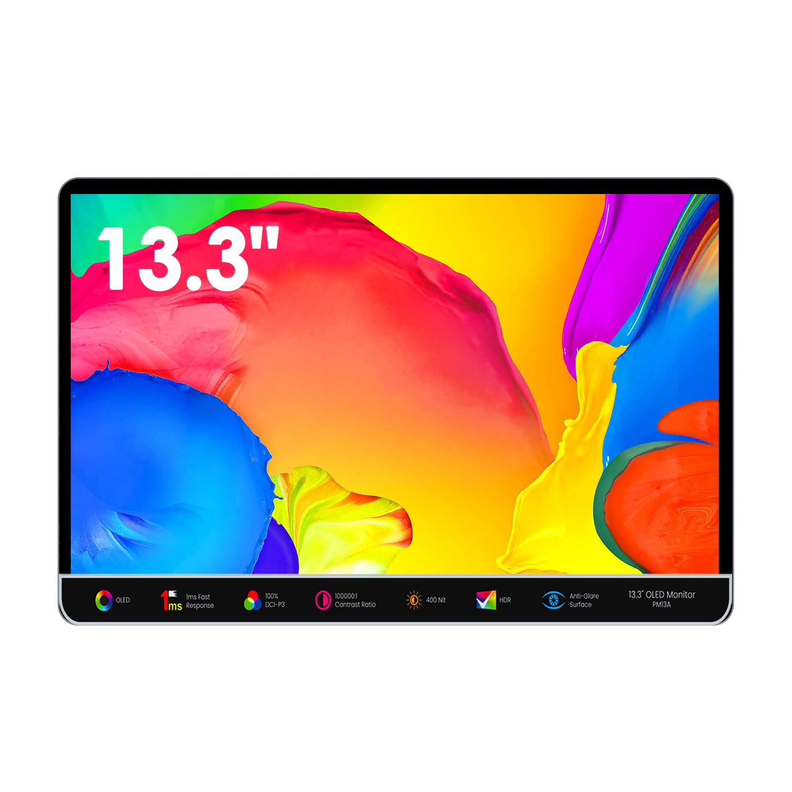 13.3inch OLED Portable Monitor for Laptop - Ultra Slim Anti-Glare 1080P FHD HDR USB-C HDMI External Display for Mac, PC, Phone, Switch, PS5, Xbox - Perfect for Gaming, Work & Travel