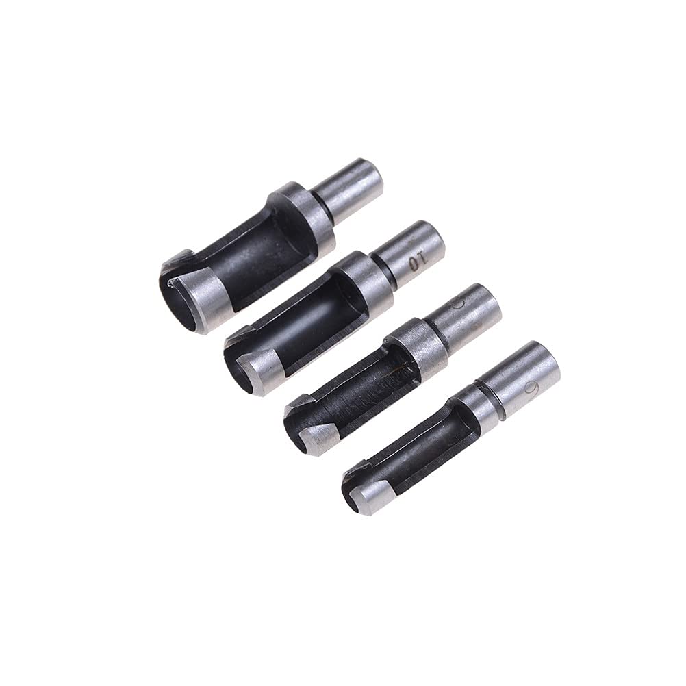 Premium 4-Piece Wood Plug Cutter Drill Bit Set (6mm/8mm/10mm/13mm) - High-Speed Steel Woodworking Power Tool for Flawless Wood Plugs & DIY Projects - Perfect for Cabinet Making, Furniture Repair & Crafting