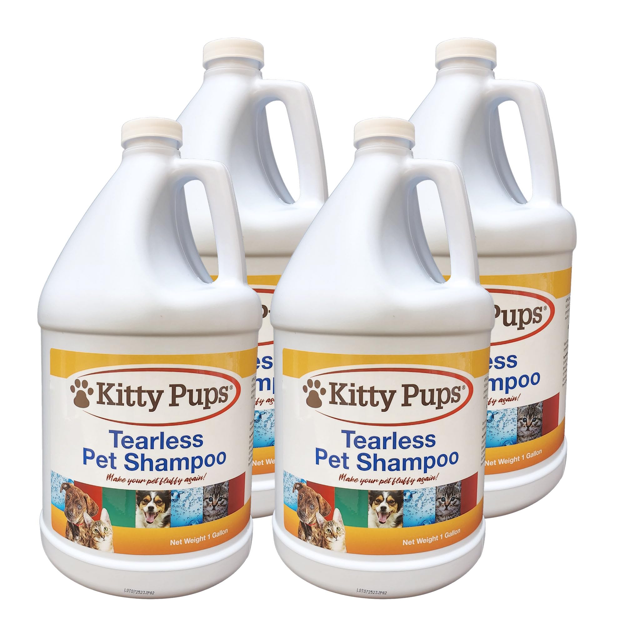 KittyPups Tearless Pet Shampoo for Dogs & Cats - 4 Gallon Bulk Pack (Case of 4) - Gentle Hypoallergenic Formula for Bathing & Grooming - Perfect for Home Use & Pet Grooming Salons