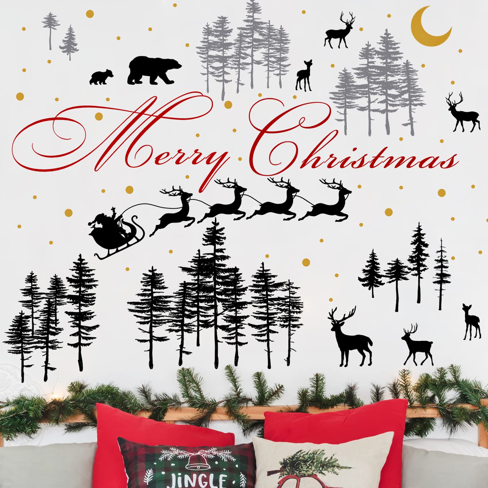 Kisston Christmas Forest Deer Wall Decals - Nursery & Bedroom Decor