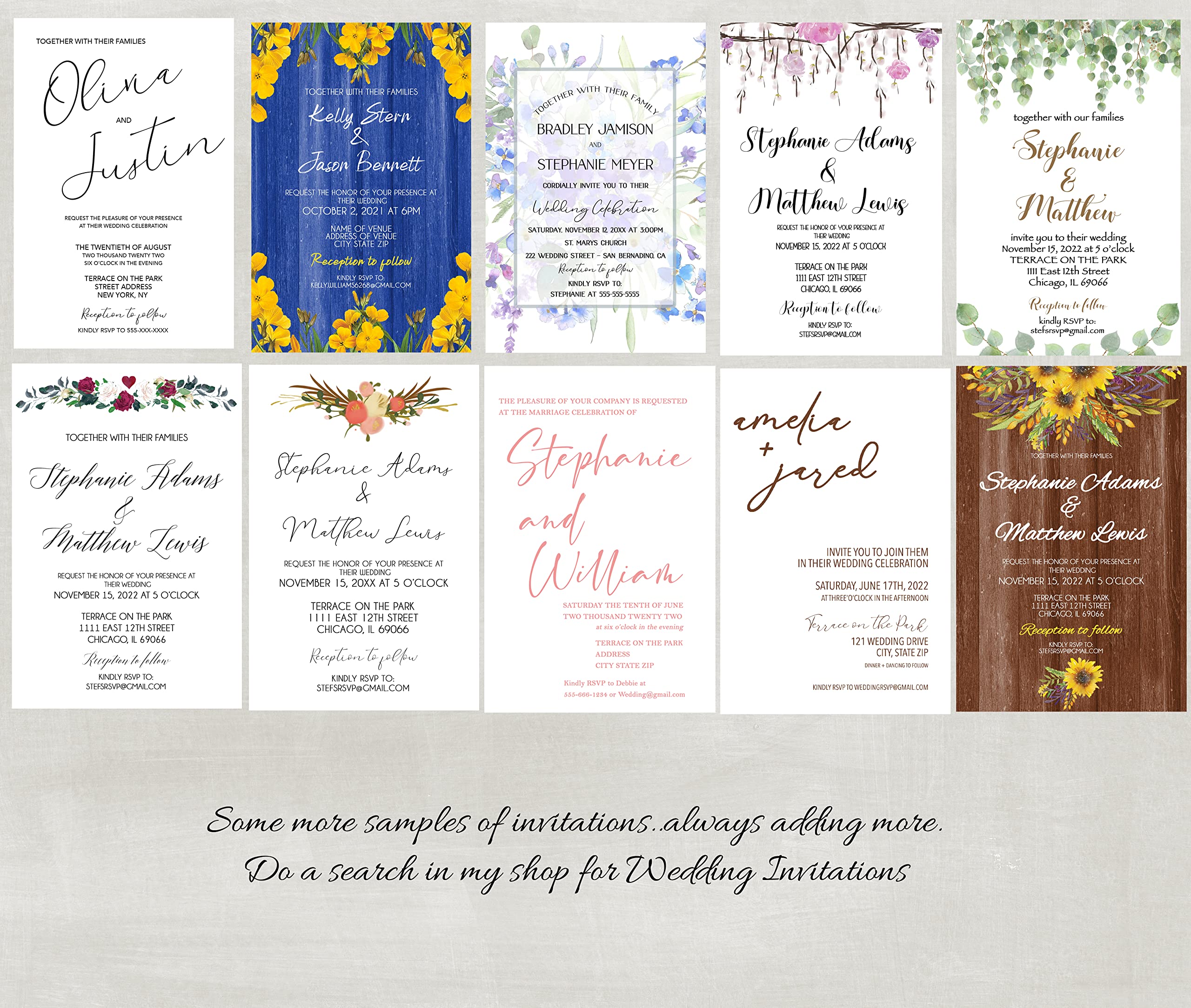Custom Wedding Invitations with Envelopes - Elegant Rose Arch Design for Bridal Shower, Engagement Party & Anniversary Celebrations
