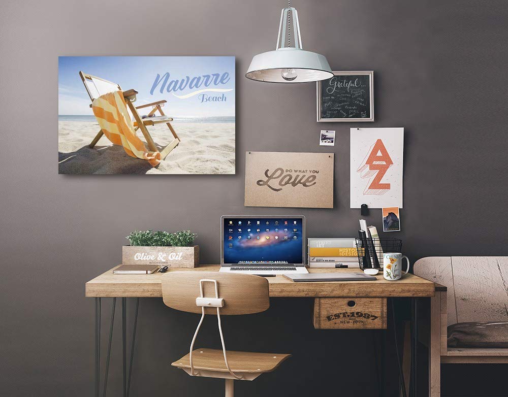 Lantern Press Navarre Beach Folding Beach Chair - 12x18 Wrapped Canvas Wall Art for Coastal Home Decor | Perfect for Living Room, Bedroom & Beach House Decorations