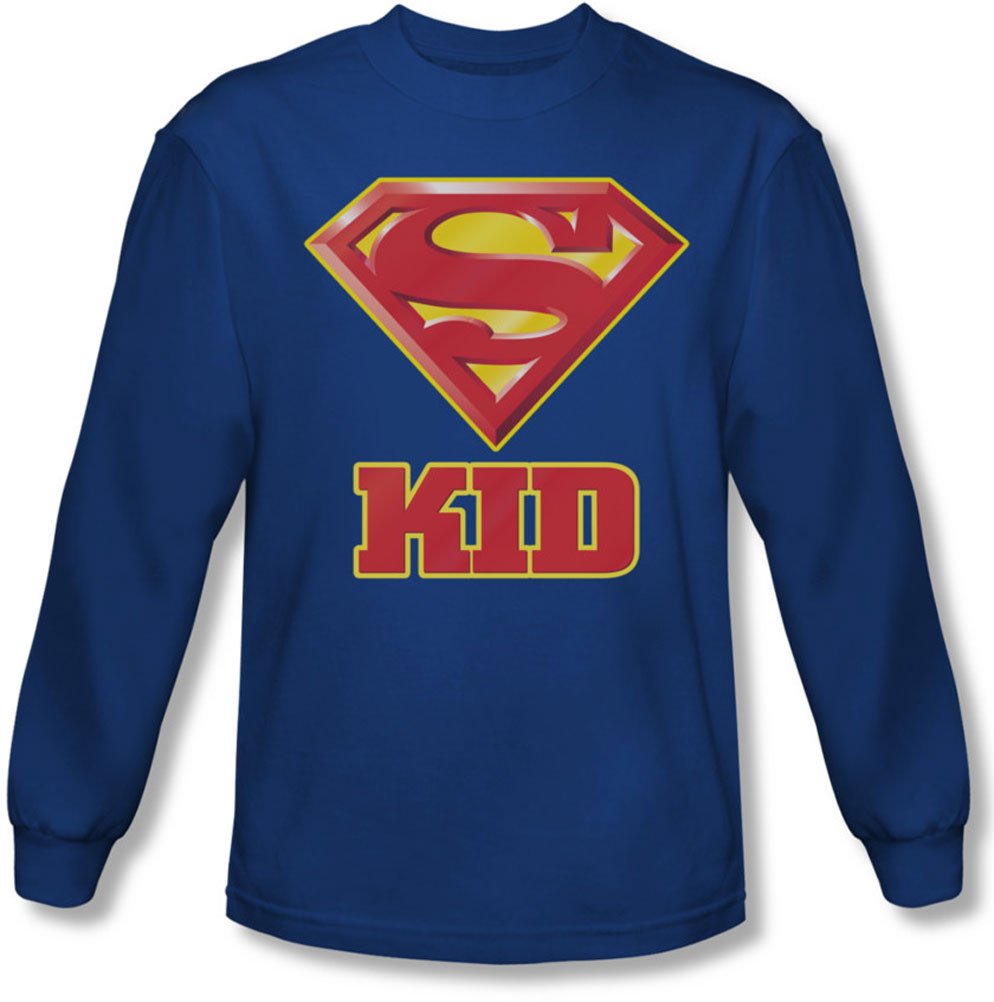 Superman Royal Blue Long Sleeve Shirt for Men & Kids - Superhero Costume, Cosplay & Casual Wear
