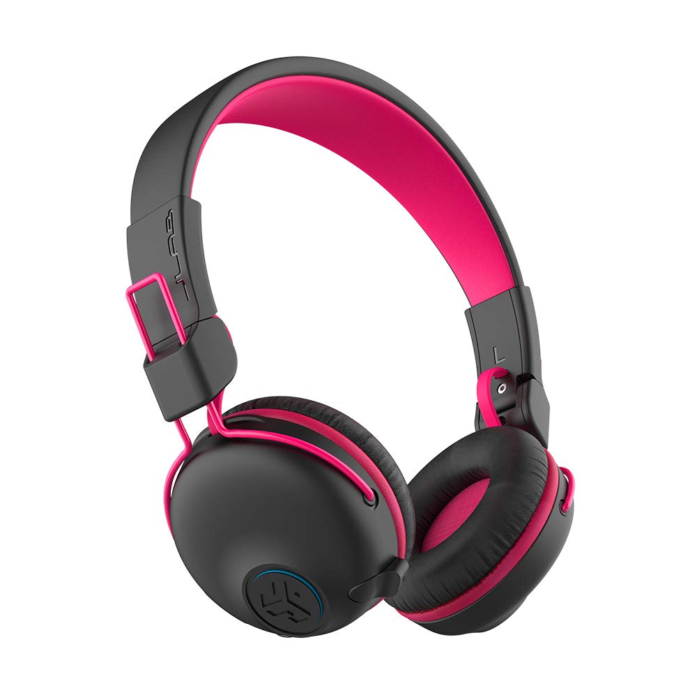 JLab JBuddies Play Wireless Gaming Headset for Kids - Pink | 22+ Hour Battery, Bluetooth 5, 60ms Low Latency for Mobile Gaming | Retractable Mic, AUX Compatible with PS5/Xbox/Switch | Perfect for Online Classes & Travel