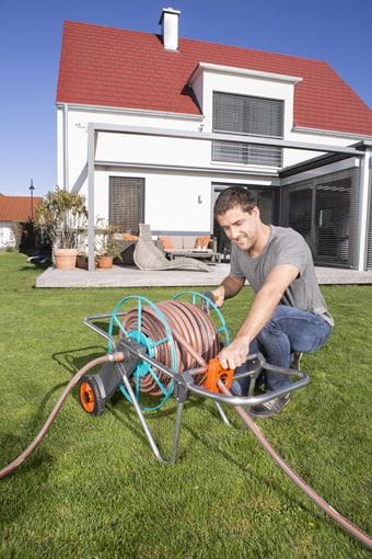 Gardena Metal Hose Trolley 100 2674-20 - Heavy Duty Garden Hose Reel with Wheels for Easy Watering in Large Yards & Outdoor Spaces