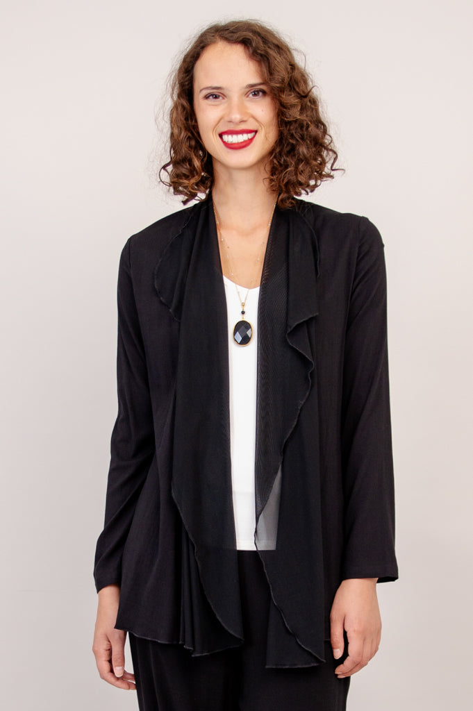 Diana Jacket - Black Linen Bamboo Blazer for Women | Lightweight Summer Jacket for Office, Travel & Casual Outfits