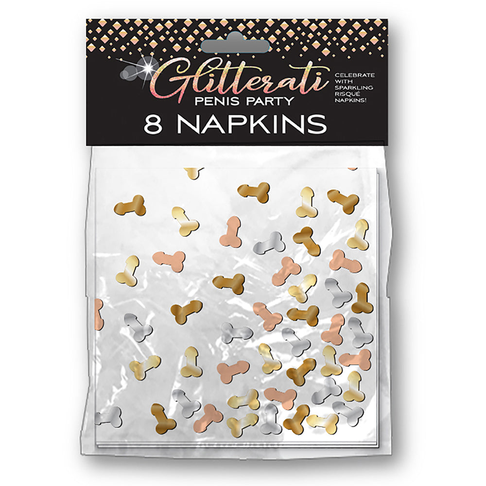 Glitterati Penis Party Napkins - 8 Pack Disposable Fun Napkins for Bachelorette Parties, Adult Celebrations & Funny Gifts - Perfect for Themed Events & Girls Night Out