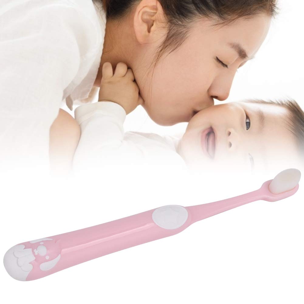 HURRISE Extra Soft Kids Toothbrush - Gentle Silicone Tongue Brush for Sensitive Teeth & Gums - Manual Children's Toothbrush for Baby Oral Care - Pink (Perfect for Daily Brushing & Travel)
