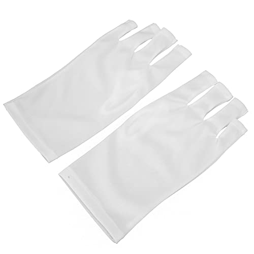 UV Protection Nail Art & Skin Care Gloves - Anti-Aging Polyester Hand Protection for Driving, Hiking, Canoeing | Perfect for Outdoor Activities & Nail Salon Use (White)