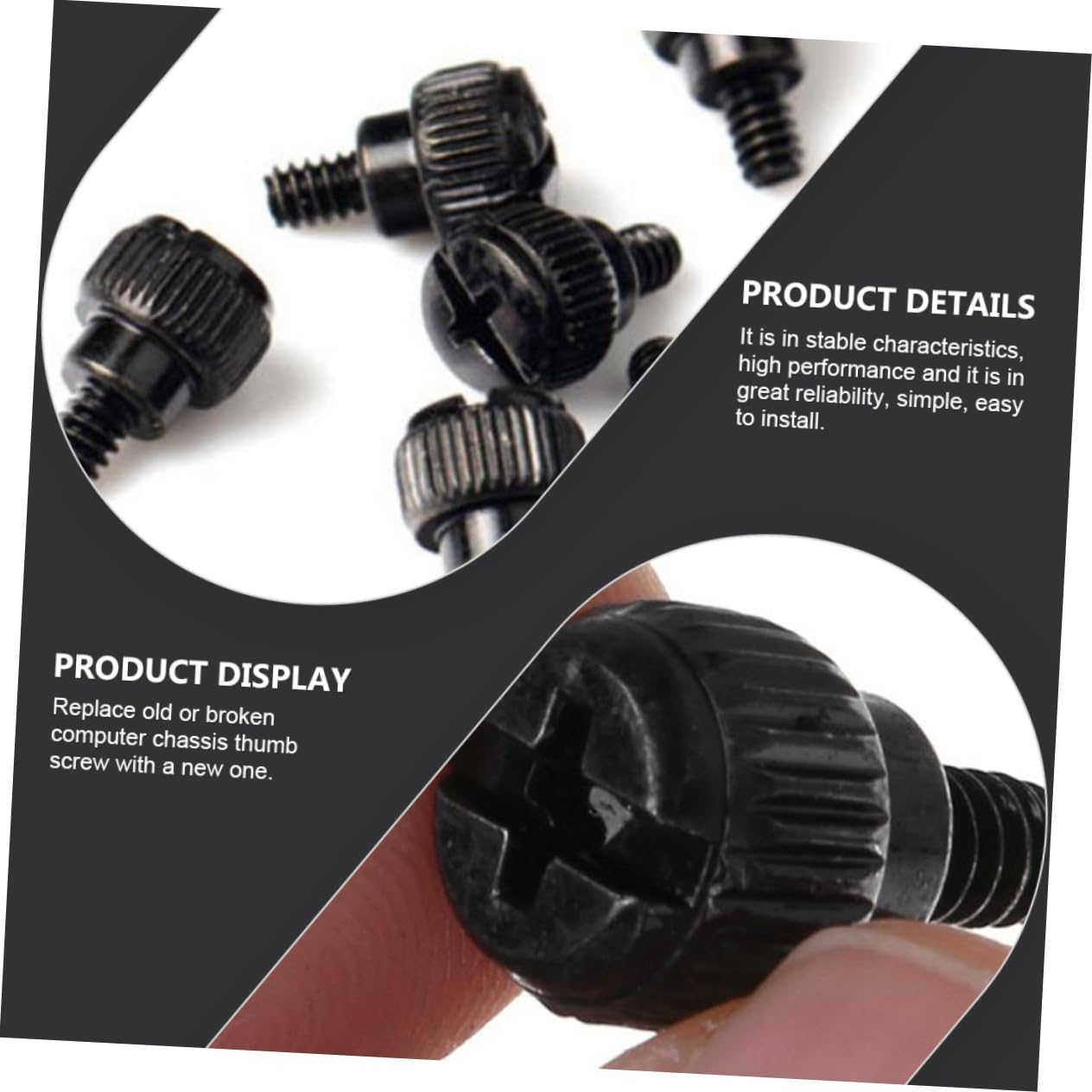 Jojofuny 100pcs Black Oxidation-Resistant Computer Case Thumbscrews - Chassis Screw Replacement Kit for PC Builds & Upgrades | Perfect for DIY Computer Assembly, Maintenance, and Hardware Repairs