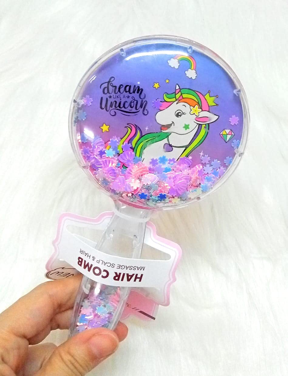 ARPIT MART Unicorn Glitter Star Hairbrush & Comb Set for Kids - Sparkling Detangling Brush for Girls' Hair Care - Perfect for Daily Styling, Birthday Gifts & Princess Dress-Up Play