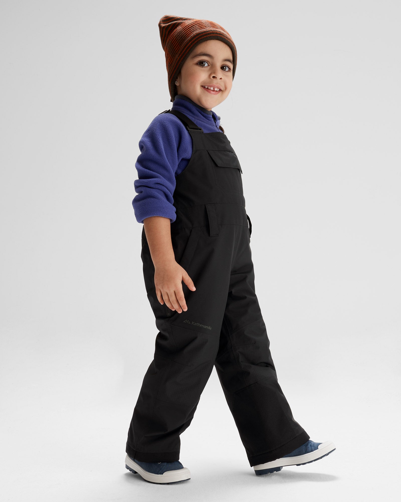Kids' PWDR Days 2L Insulated Snow Bib Pants - Waterproof Winter Overalls for Boys & Girls - Black Stingray Design - Perfect for Skiing, Snowboarding & Outdoor Winter Play