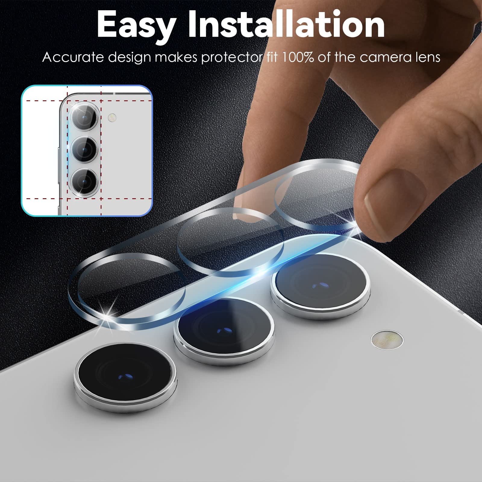 3 Pack Tempered Glass Camera Lens Protector for Samsung Galaxy S24/S23/S23 Plus - 9H Hardness, Ultra Thin, Anti-Scratch, Case Friendly - No Flash Interference - Perfect for Night Photography, Outdoor Adventures & Daily Protection