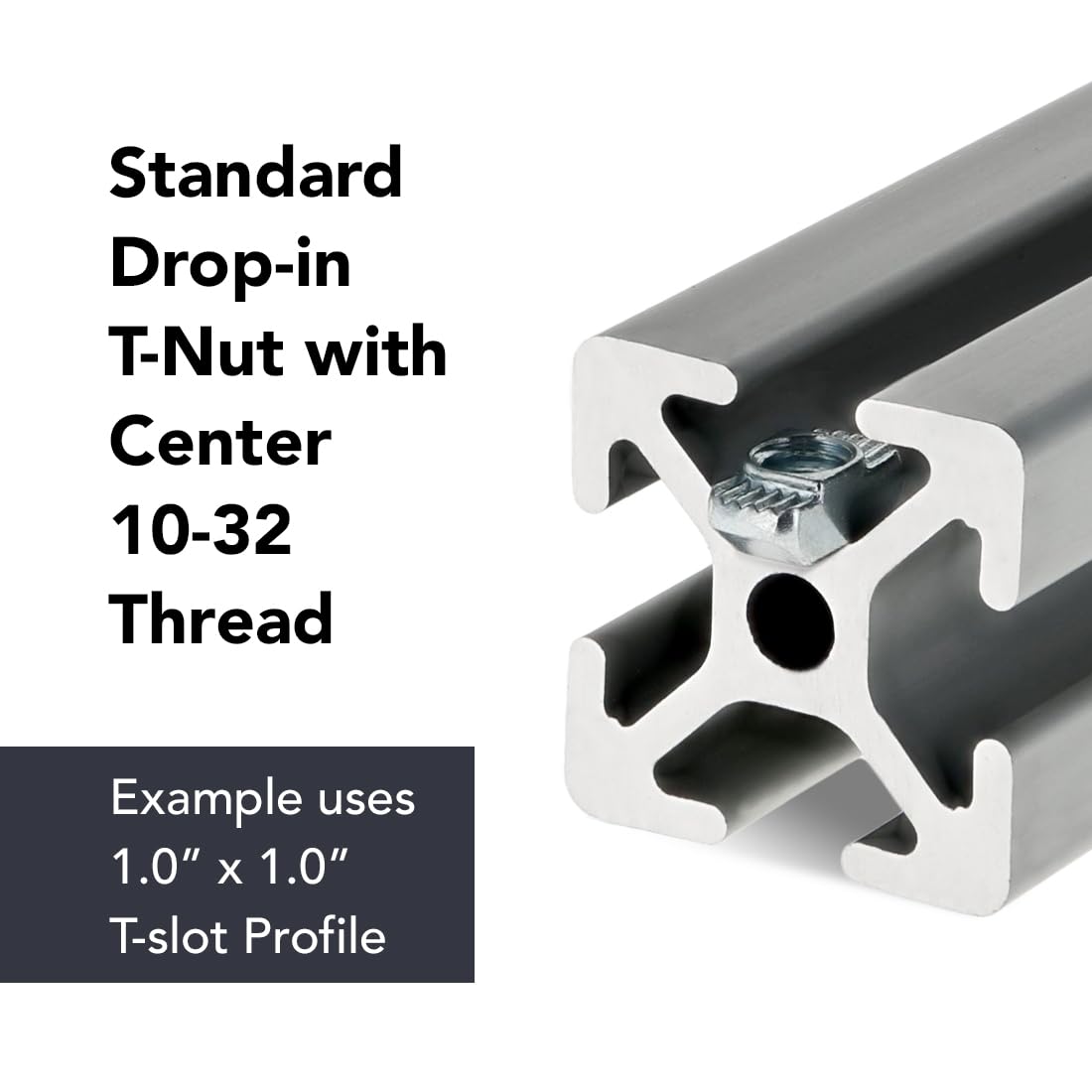 10-32 Standard Drop-in T-Nuts for 8020 & 25 Series Aluminum Extrusions - 100 Pack | Heavy Duty Steel Hardware for 1