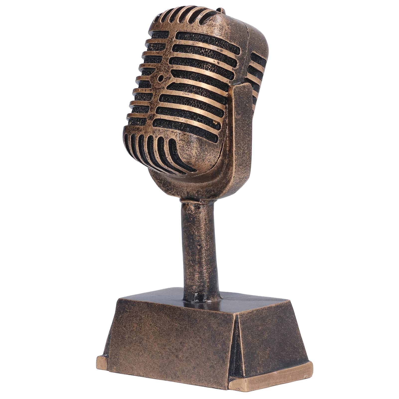 NIKOU Music Trophy Microphone Resin Ornament - Vintage Table Decor for Singers & Music Lovers | Perfect for Home, Office & Stage Decorations