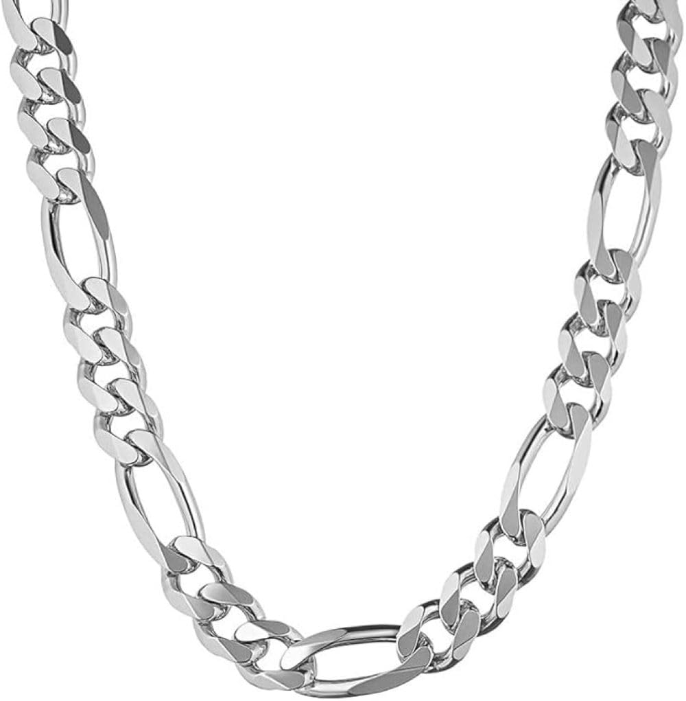 Verona Jewelers 925 Sterling Silver Men's Figaro Chain Necklace 8.5-10.5mm | Italian Made 20-30 Inch Silver Necklace for Men | Perfect Gift for Birthday, Anniversary & Special Occasions