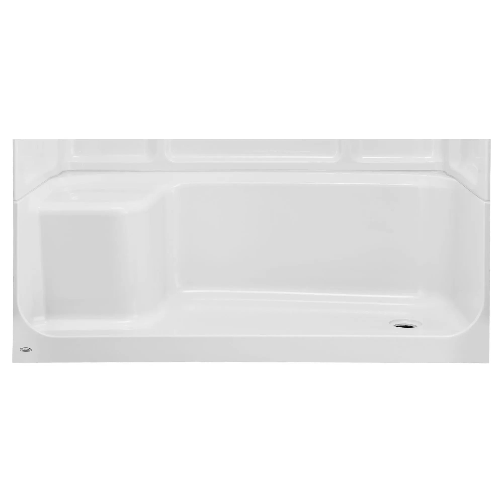 Elevate Seated Shower Base with Right Hand Outlet - ADA Compliant Walk-In Bathtub Replacement for Elderly & Disabled - Safe Bathing Solution for Seniors with Mobility Issues (White)