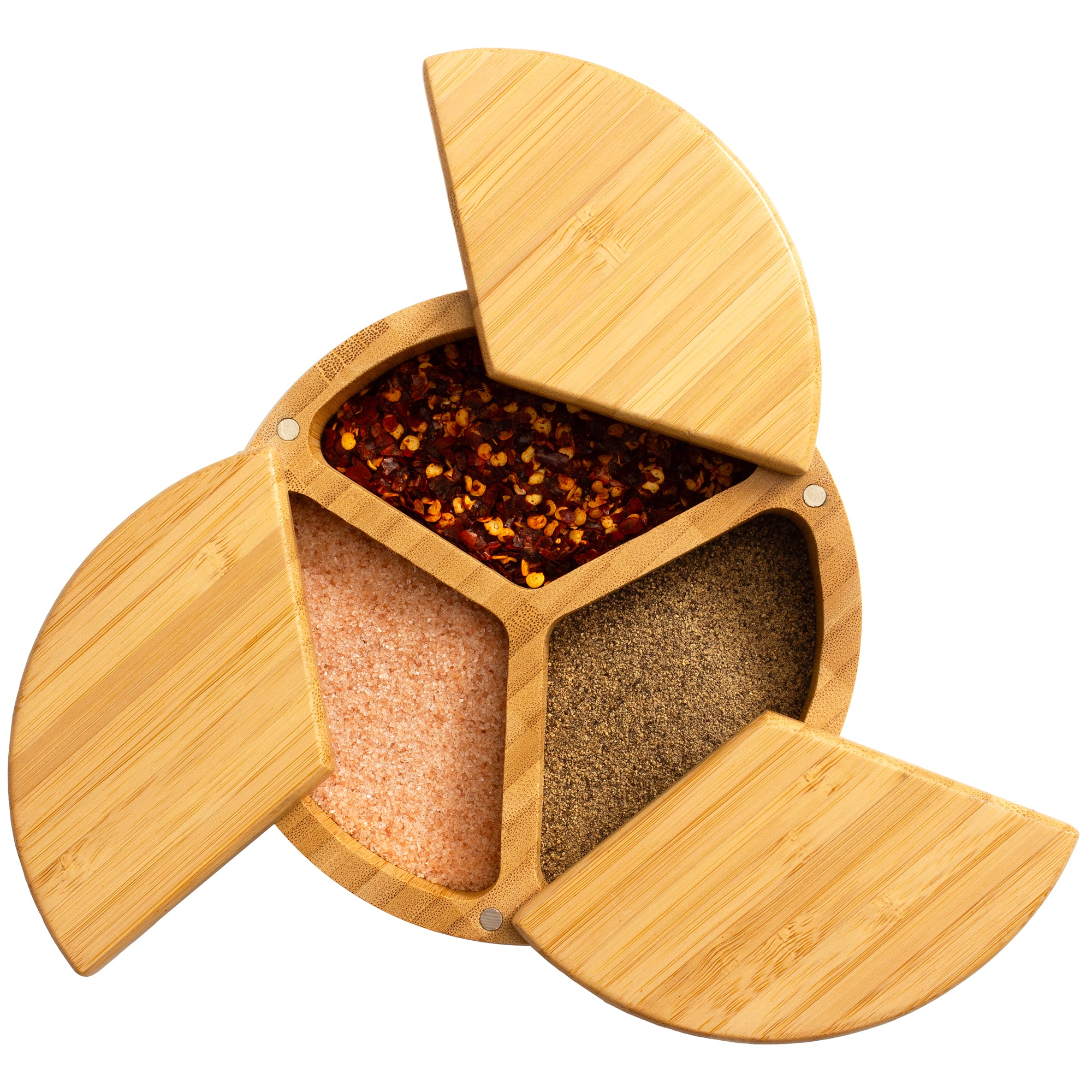 Premium Trio Salt Cellar Set - Ceramic Spice Jars with Bamboo Lids for Himalayan, Sea & Table Salt - Perfect for Kitchen, Dining Table & Gift Giving