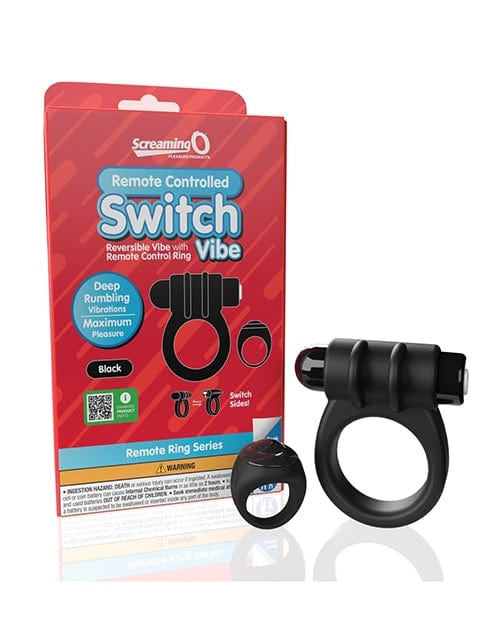 Screaming O Switch Remote Controlled Vibrating Ring for Couples - Black | Waterproof & Rechargeable Adult Toy for Enhanced Intimacy | Perfect for Romantic Nights & Long Distance Relationships
