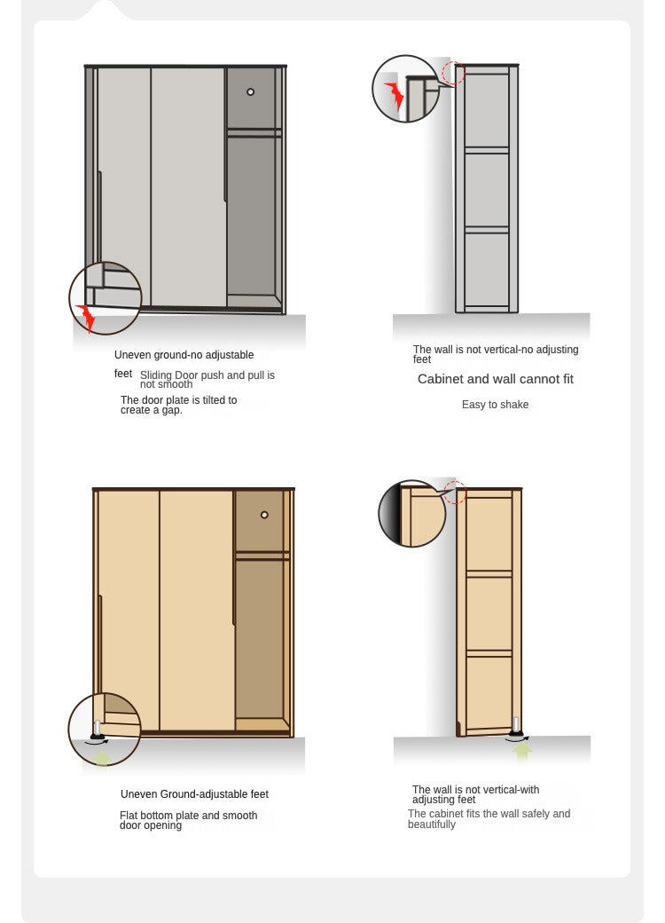 Solid Oak Wood Sliding Door Wardrobe Closet - Modern Storage Solution for Bedroom, Living Room & Office Organization