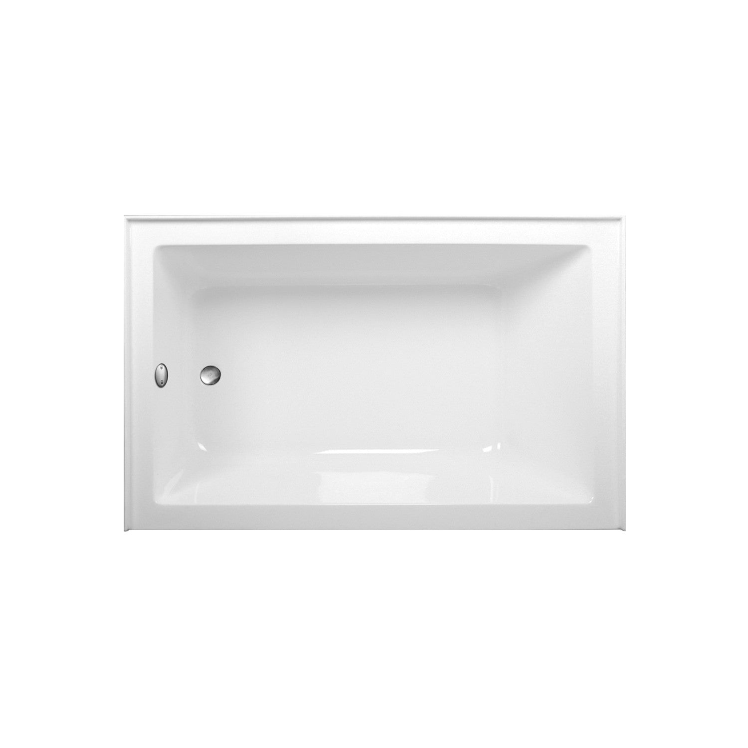 Aqua Eden 60 Inch Acrylic Rectangular 3 Wall Alcove Bathtub - Left Hand Drain, Glossy White with Brushed Nickel Finish | Perfect for Modern Bathroom Renovations and Spa-Like Retreats