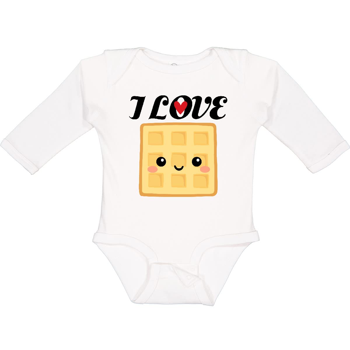 Inktastic Waffle Lover - I Love Waffles Long Sleeve Baby Bodysuit | Cute & Comfortable Infant Romper for Boys & Girls | Perfect for Breakfast Outings, Family Photos & Playdates