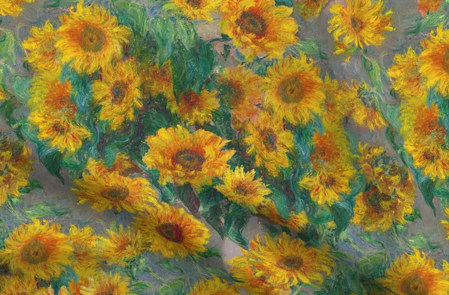 Monet Sunflowers Printed Minky Fabric by The Yard - Ultra Soft Plush Fabric for Sewing Baby Blankets, Quilt Backing & DIY Crafts - Home Decor, Nursery & Crafting Supplies - Perfect for Baby Gifts, Nursery Decor & Cozy Blankets