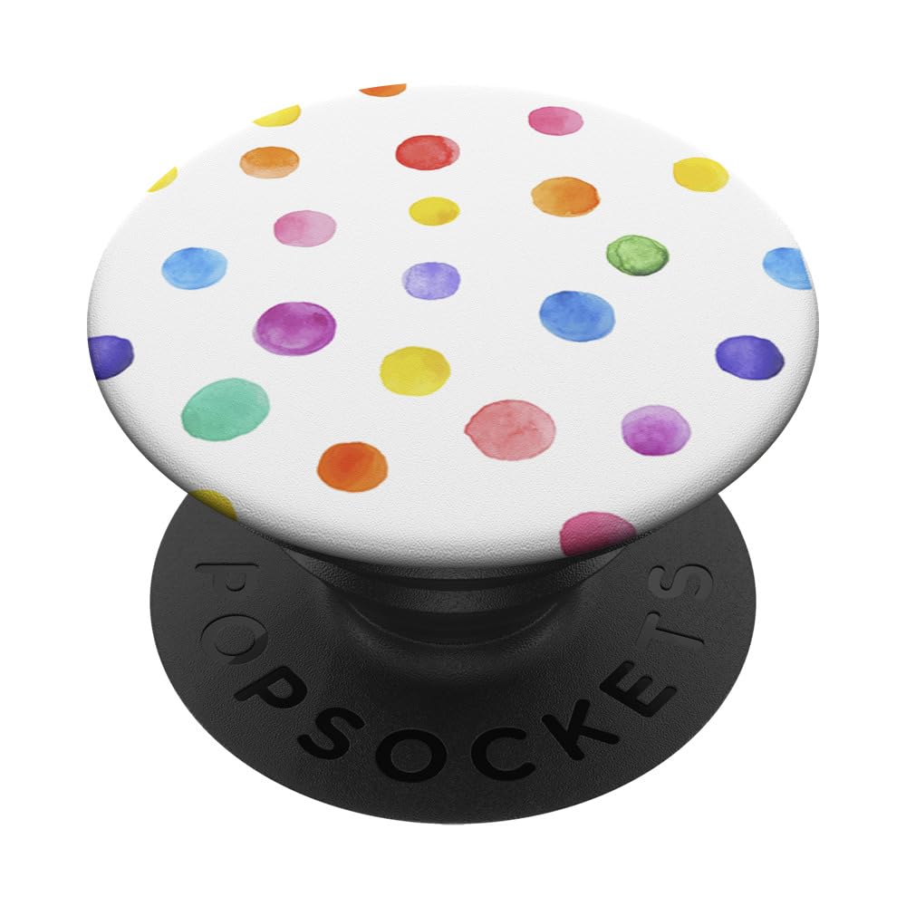 Colorful Watercolor Polka Dot Design White PopSockets PopGrip - Adhesive Phone Grip & Stand for iPhone, Samsung, Smartphones - Perfect for Daily Use, Selfies, and Secure Phone Handling
