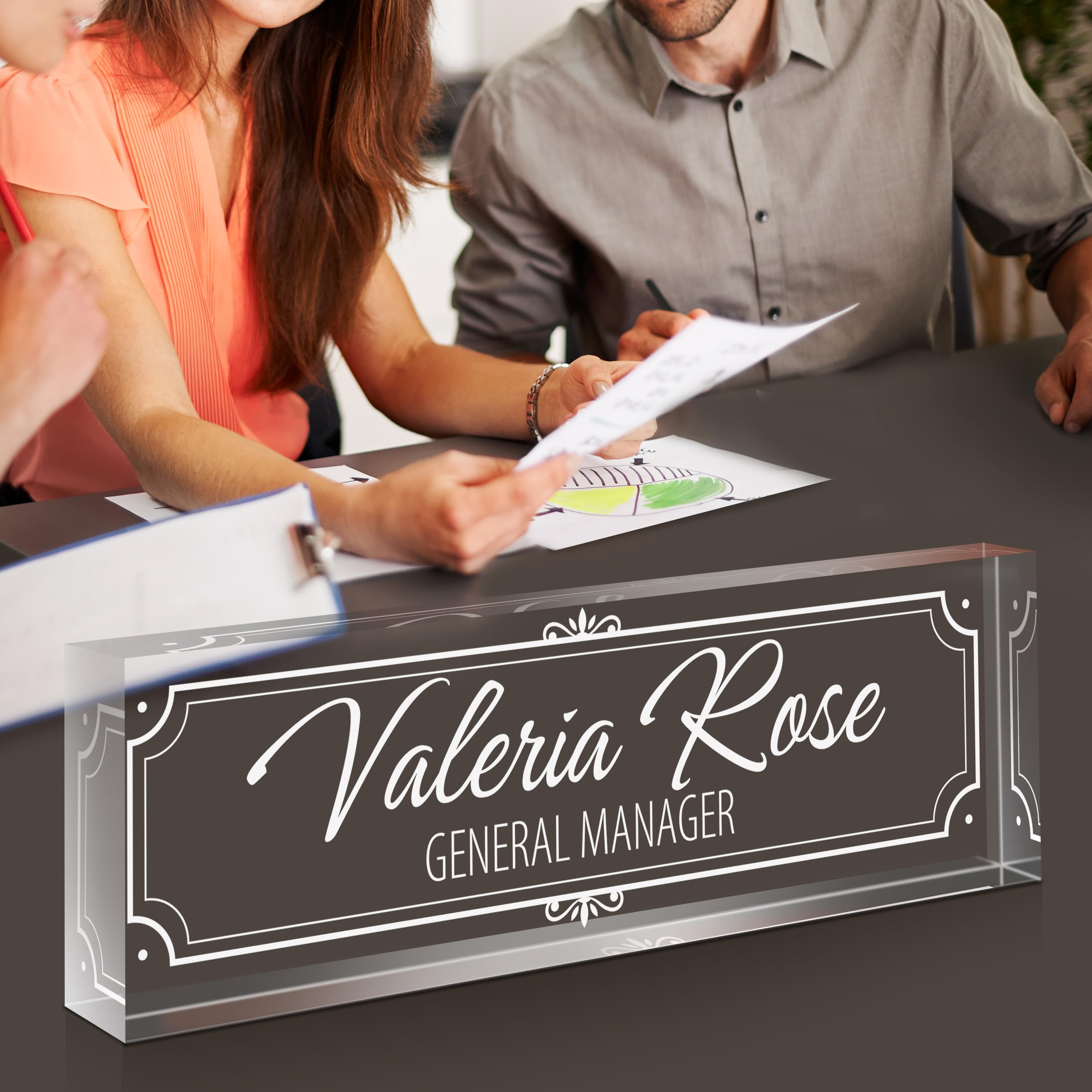 Personalized Acrylic Desk Name Plate - Custom Name Sign for Office Desk, Employee Appreciation Gift for Coworkers, Teachers, Nurses & Managers - Light White Office Accessory - Perfect for Workstations, Desks & Professional Gifting