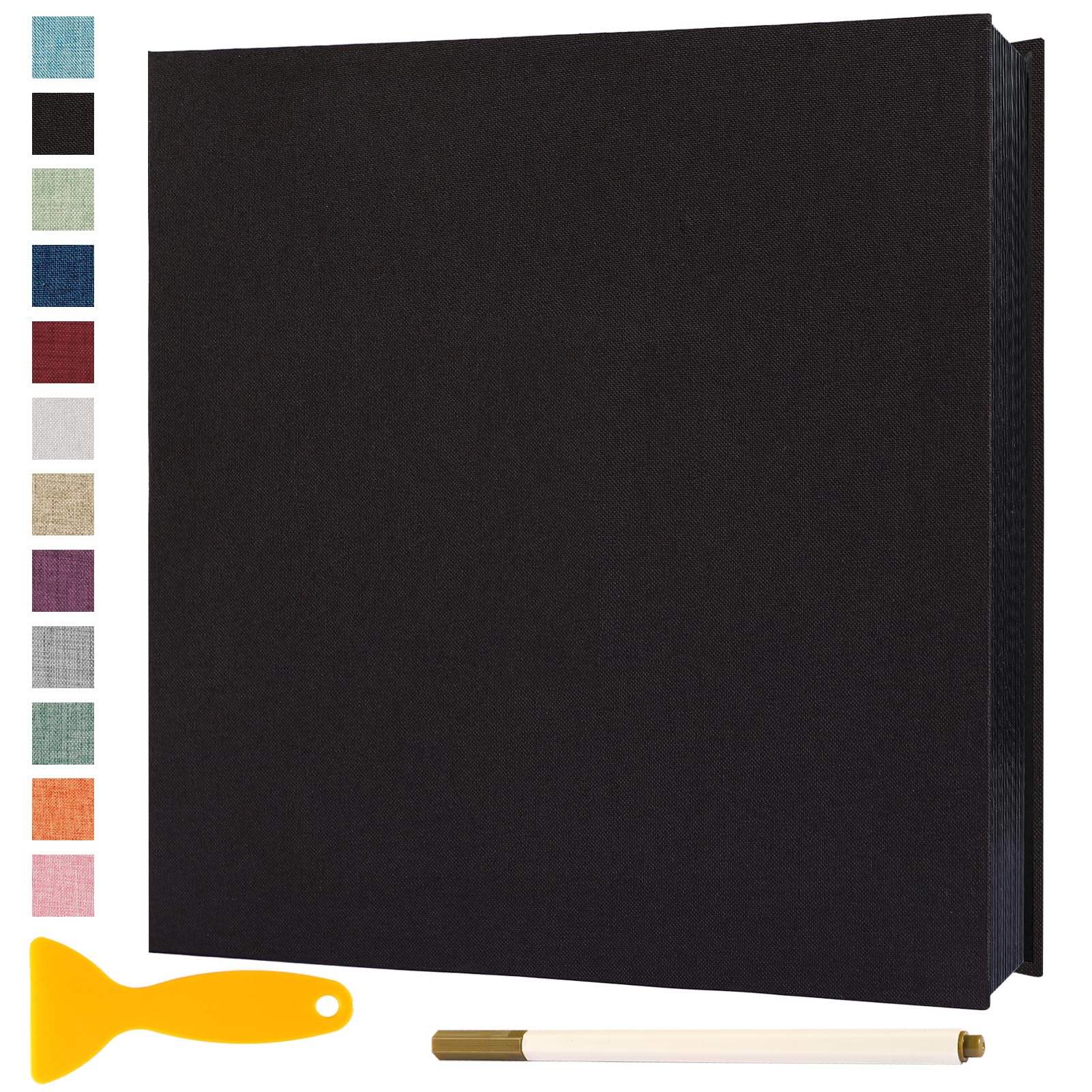 Self-Adhesive Magnetic Photo Album with Black Sticky Pages - Holds 4x6, 5x7, 8x10 Photos - Includes Metallic Pen for Scrapbooking - Perfect for Baby, Family, Wedding Memories (11x10.6 Inches, 60 Pages) | Great for Creating DIY Memory Books, Preserving Special Moments, and Displaying Cherished Photos