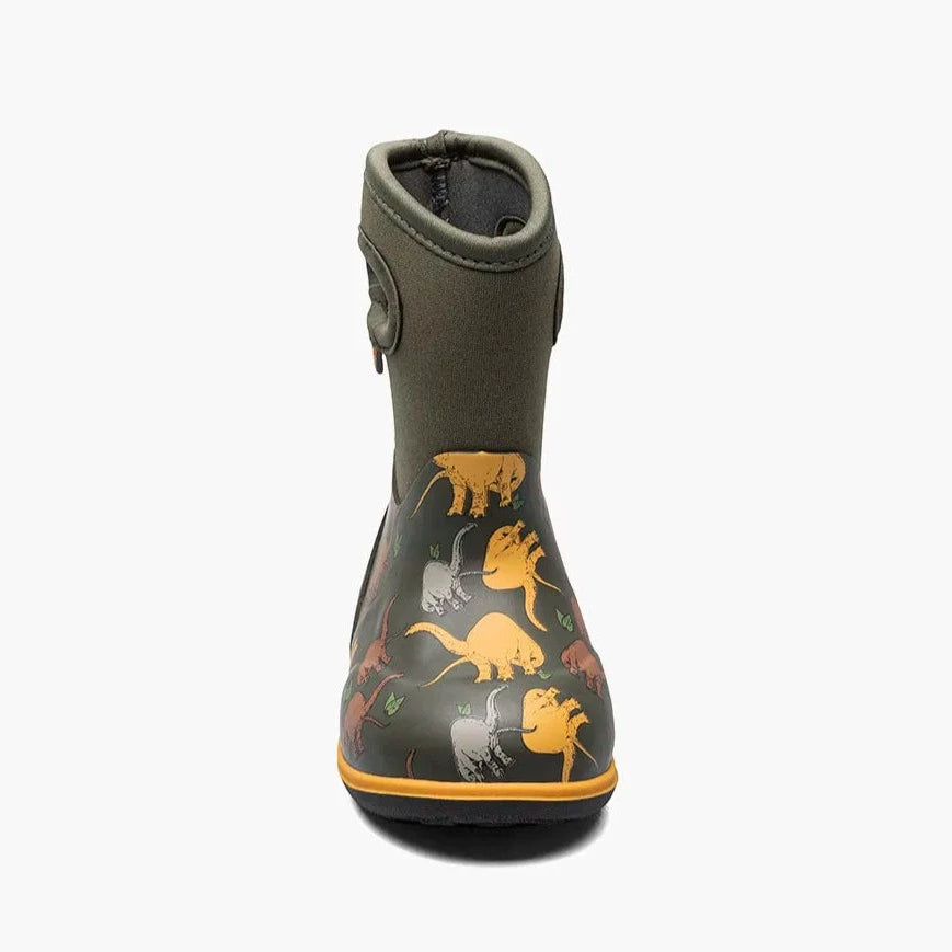 BOGS Green Multi Good Dino Classic Baby Boots - Waterproof & Comfortable Toddler Shoes for Outdoor Play, Rainy Days & Winter Adventures