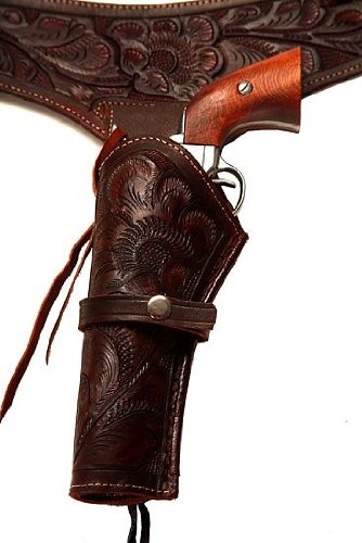 44/45 Caliber Left Handed Leather Gun Holster - Premium Brown Cowhide for Concealed Carry & Outdoor Shooting | Hunting, Range Practice & Tactical Use