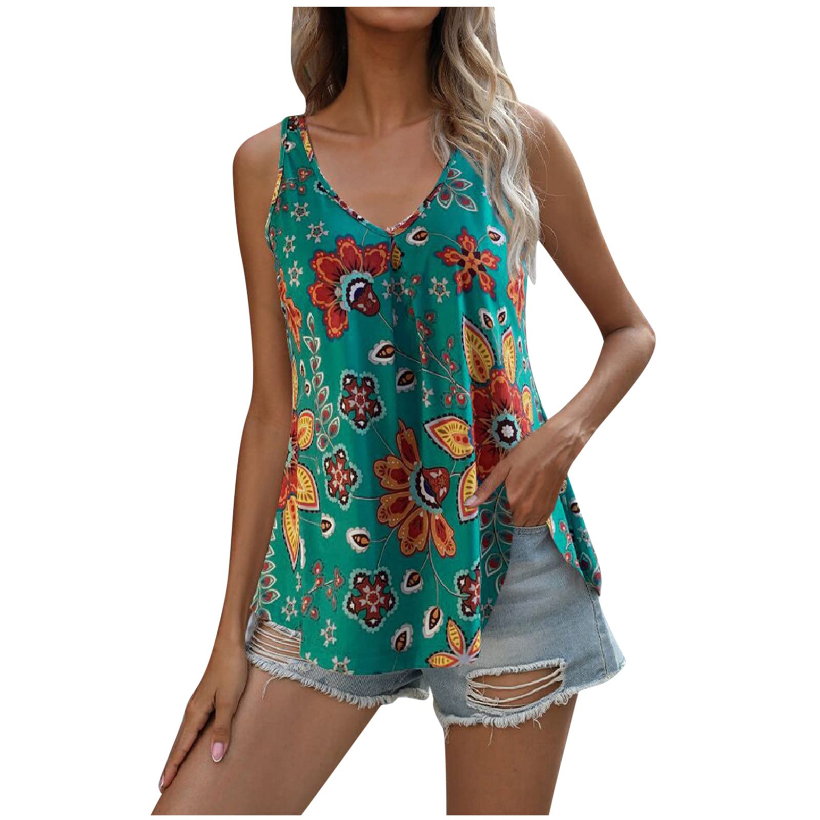 Women's V-Neck Sleeveless Tank Top - Soft Casual Tunic Blouse for Summer | Comfortable Fashion Tops for Everyday Wear, Work & Vacation