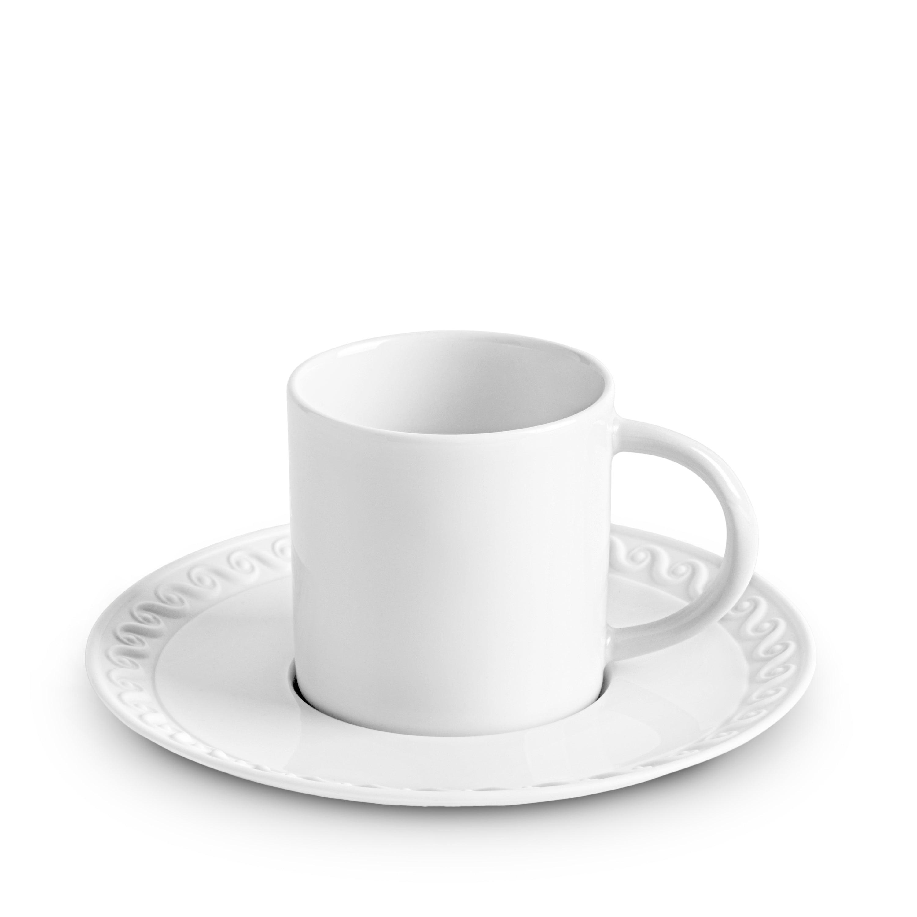 Premium White Neptune Espresso Cup & Saucer Set - Elegant Coffee Cups for Espresso, Cappuccino & Latte - Perfect for Home, Cafe & Restaurant Use
