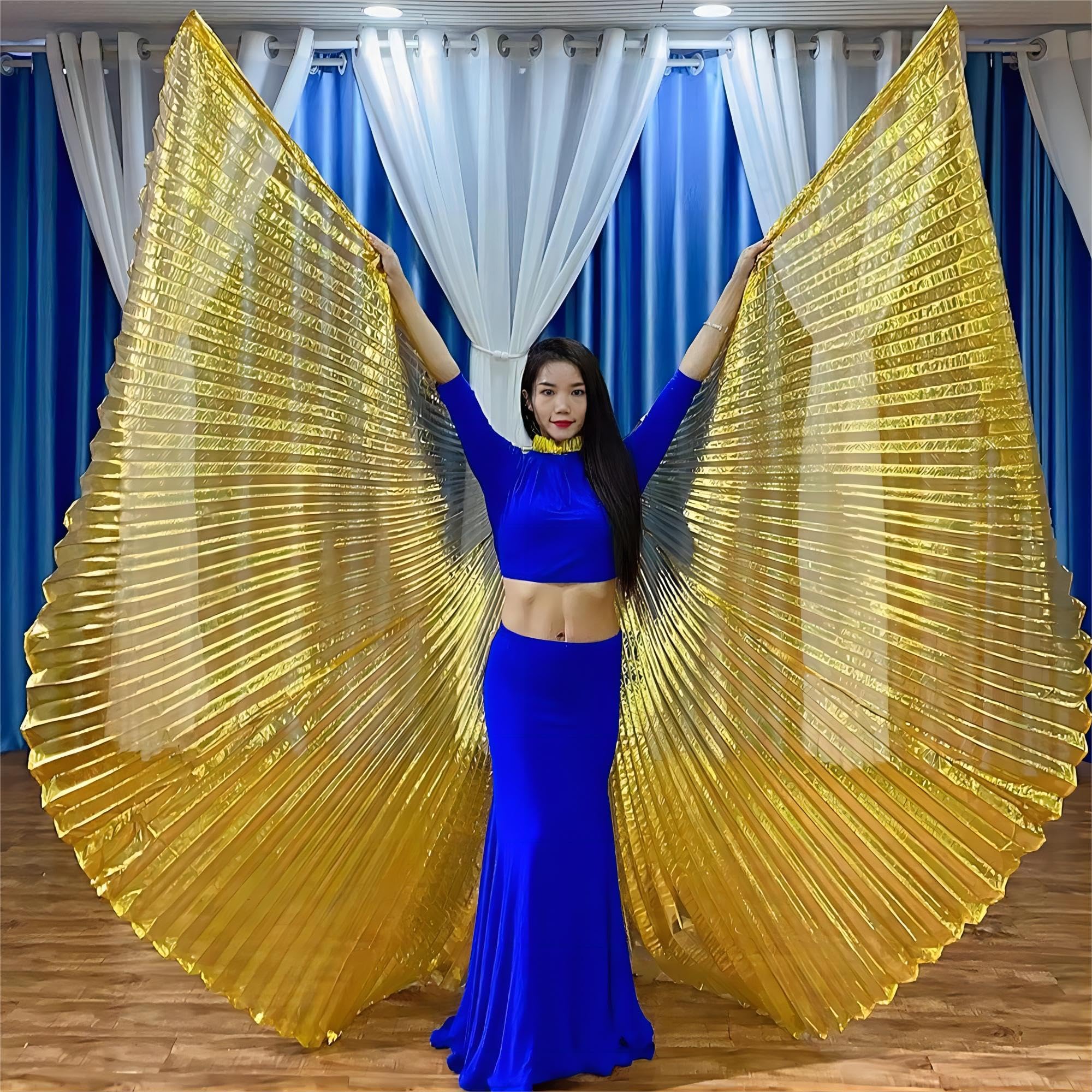 RuiXiang Long Dance Flags - Belly Dance Fan Set for Praise & Worship | Angel Wing & Egyptian Indian Dance Fans | Perfect for Performances, Stage Shows & Cultural Events
