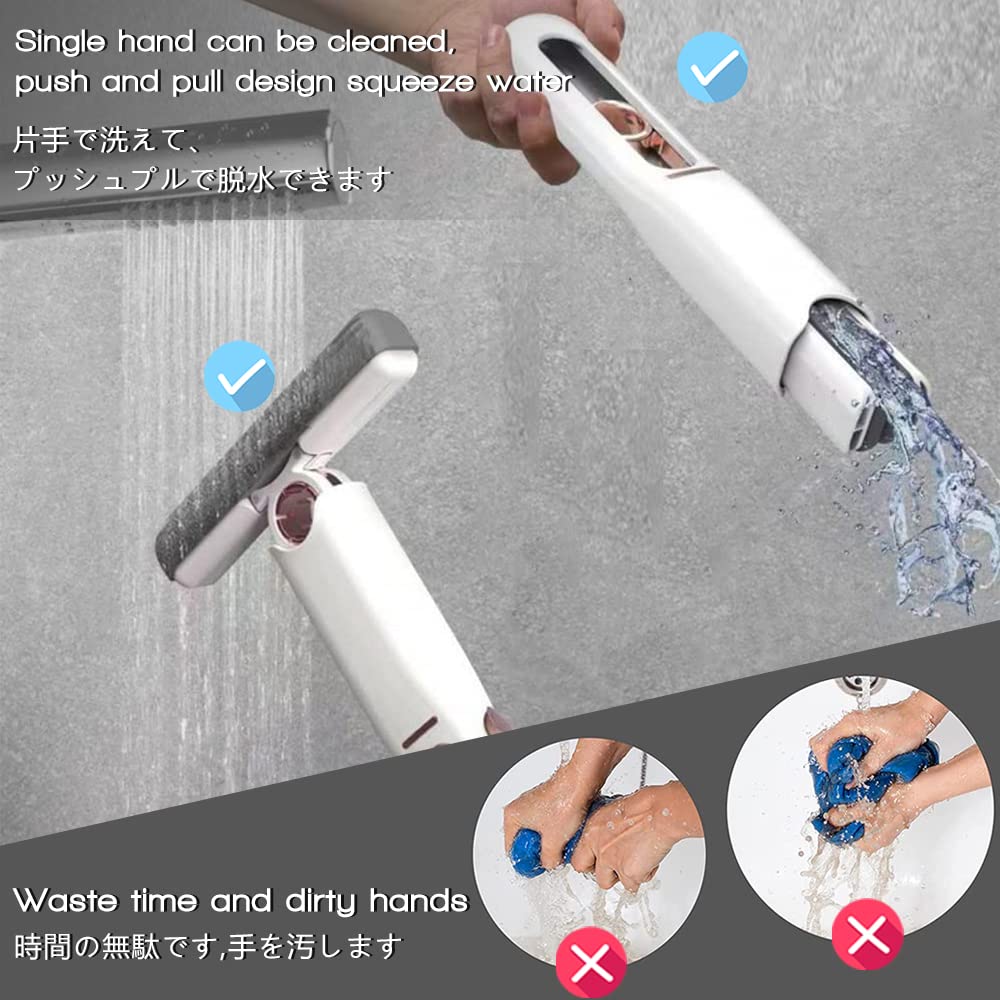Portable Self-Squeeze Microfiber Mop - Mini Hands-Free Cleaning Tool for Wet & Dry Floors - Strong Absorbent Mop for Bathroom, Kitchen, Tableware, Glass & Desktop - Includes 1 Cotton Head & Squeeze Bucket - Perfect for Quick Spills, Pet Hair & Daily Cleaning