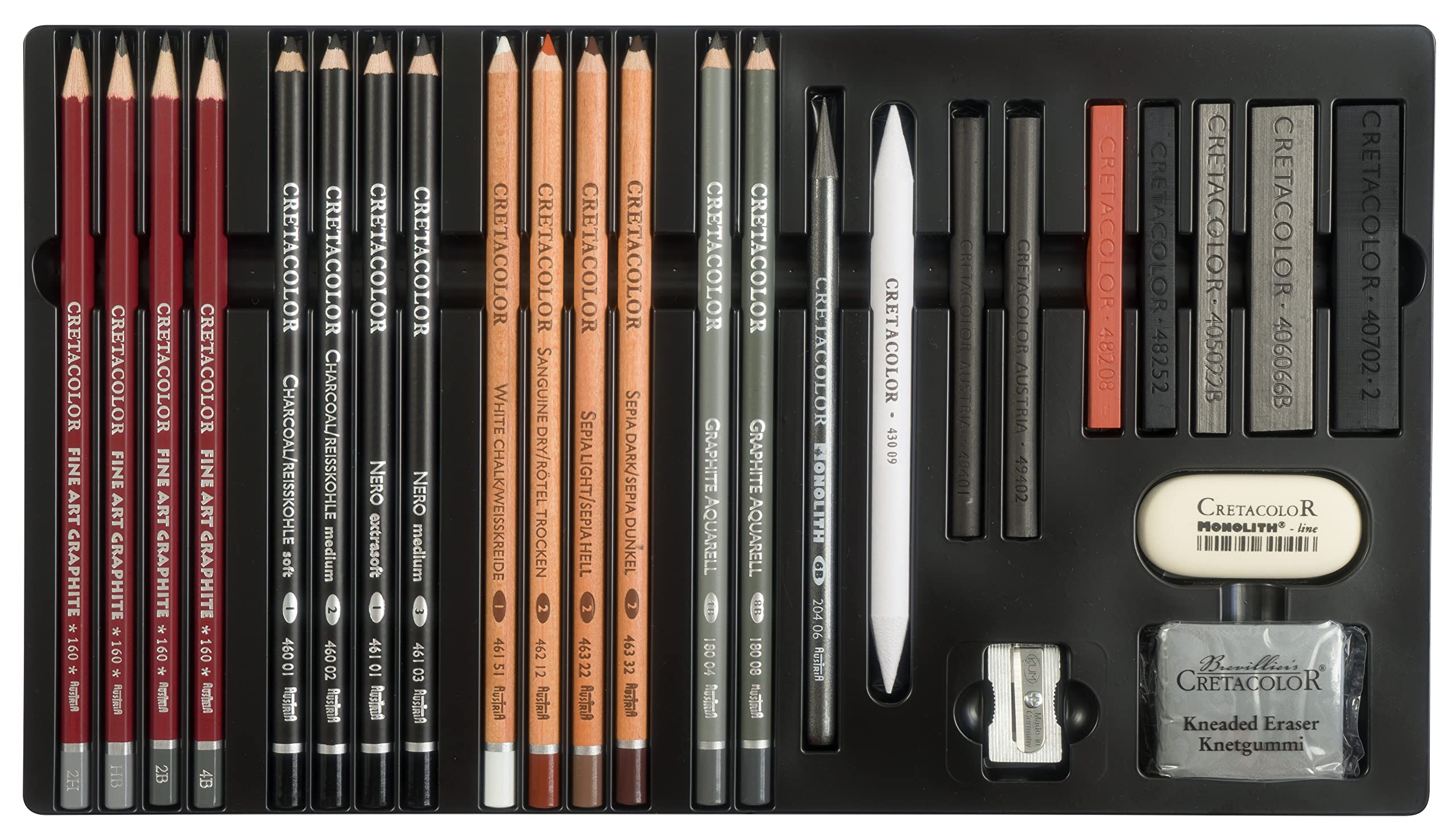 Premium CRETACOLOR Teacher's Choice 27-Piece Artist Pencil Set in Metal Case - Perfect for Sketching, Drawing & Art Classes