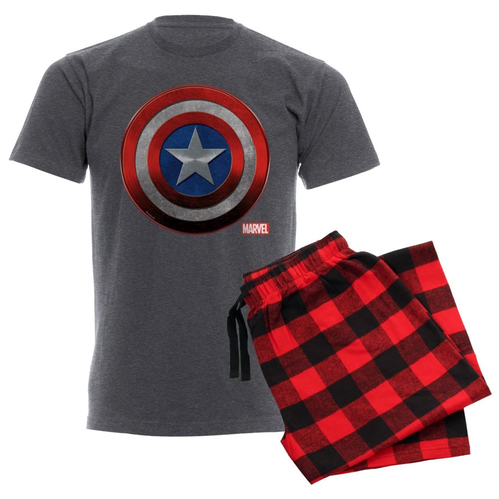 Captain America Grunge Men's Pajamas - Superhero Sleepwear for Marvel Fans | Comfortable Lounge Pajama Set for Men | Perfect for Movie Nights, Cosplay & Gifts