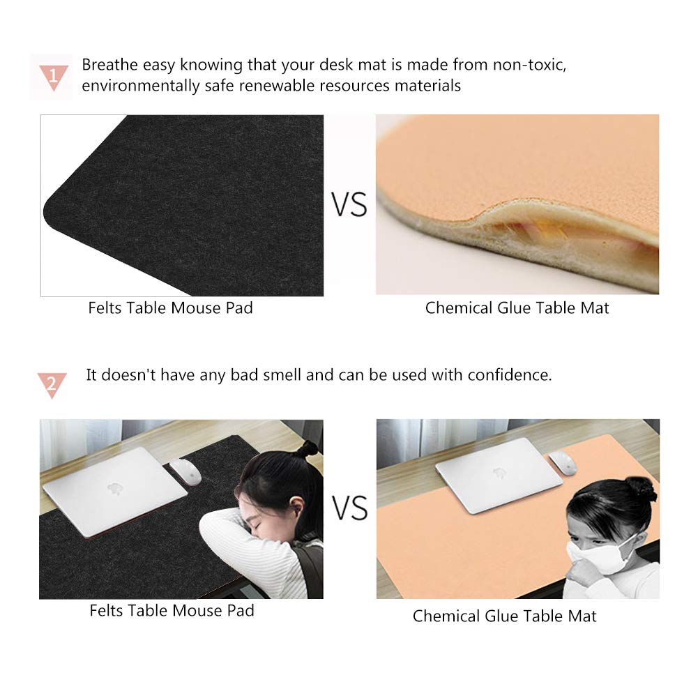 Premium Large Desk Mat & Mouse Pad - 68x33cm Dark Gray Felt Surface - Anti-Static Office Computer Mat for Laptop, PC, Gaming & Workstation - Ergonomic Workspace Accessory for Home & Office Use