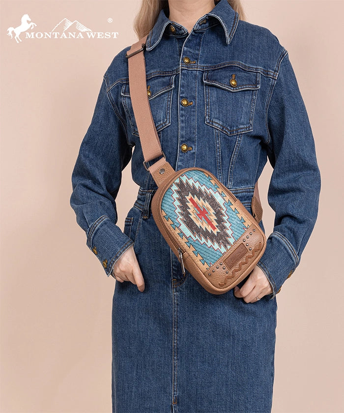 Montana West Aztec Printed Sling Bag for Women - Crossbody Purse with Adjustable Strap, Fashionable Boho Shoulder Bag - Perfect for Travel, Shopping & Everyday Use
