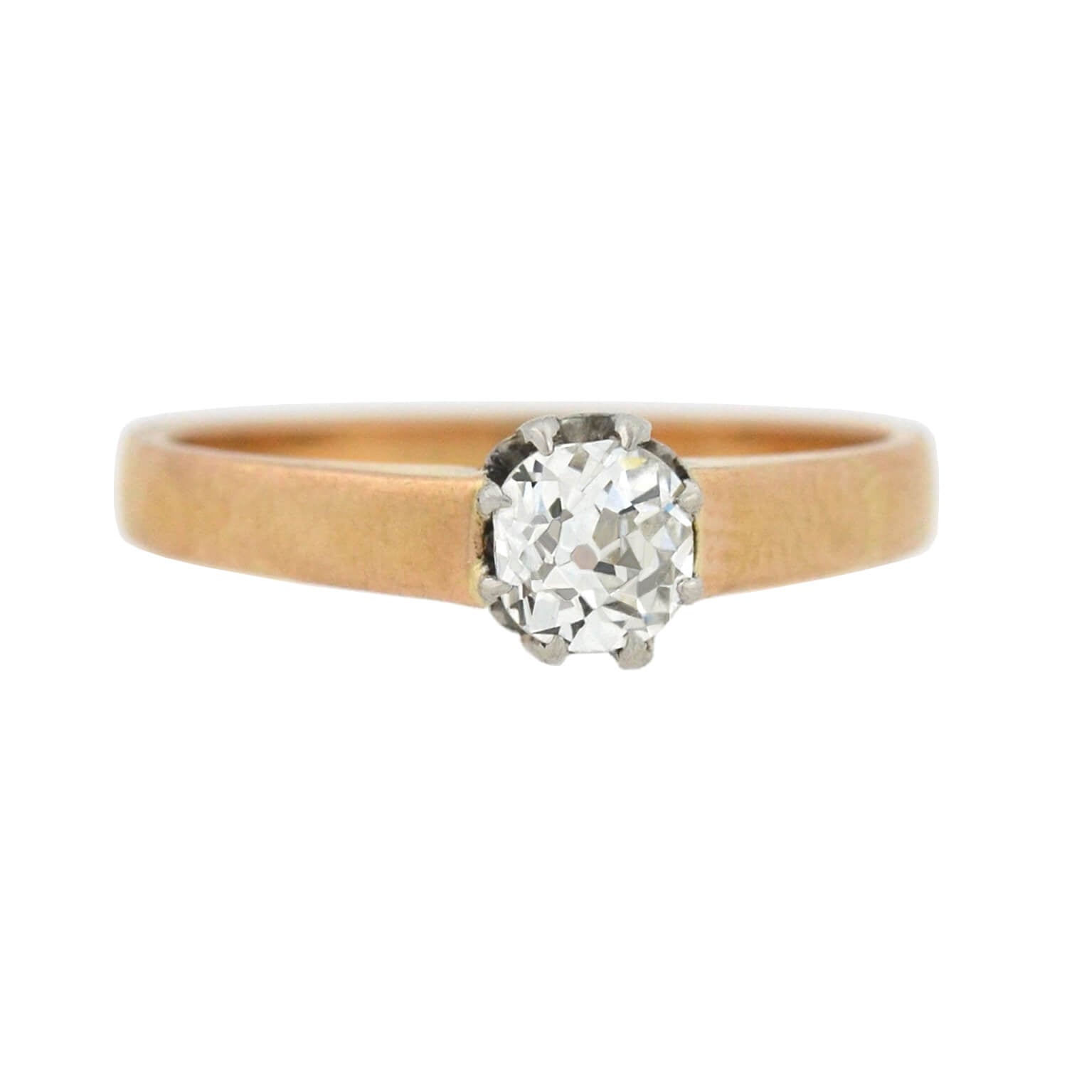 Art Deco French 18kt/Platinum Diamond Solitaire Engagement Ring 0.45ct - Vintage Inspired Wedding Band for Brides & Anniversary Gifts