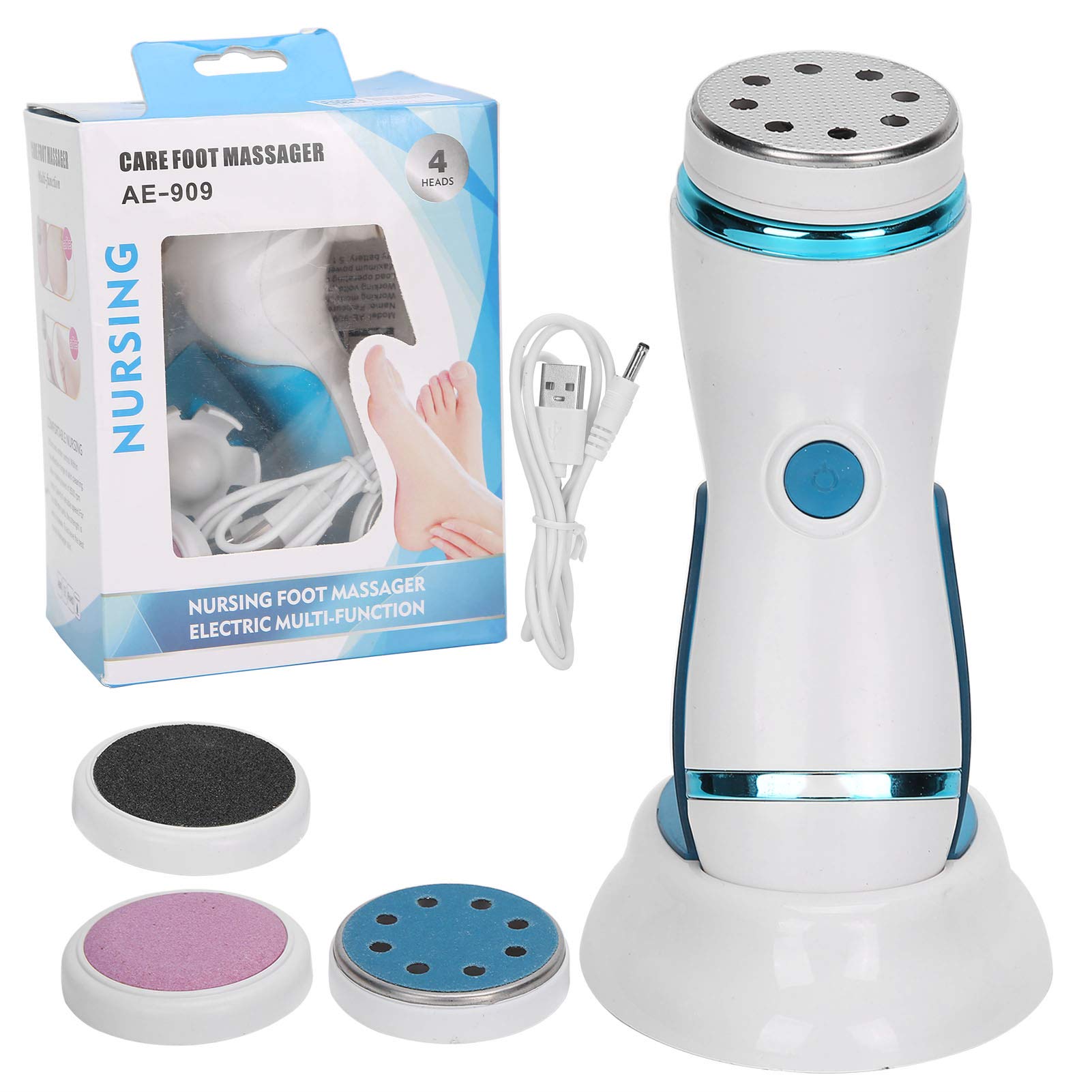 Electric Pedicure Tool & Callus Remover - USB Rechargeable Foot File Grinder for Dead Skin Removal - Perfect for At-Home Pedicures & Foot Care (Blue)
