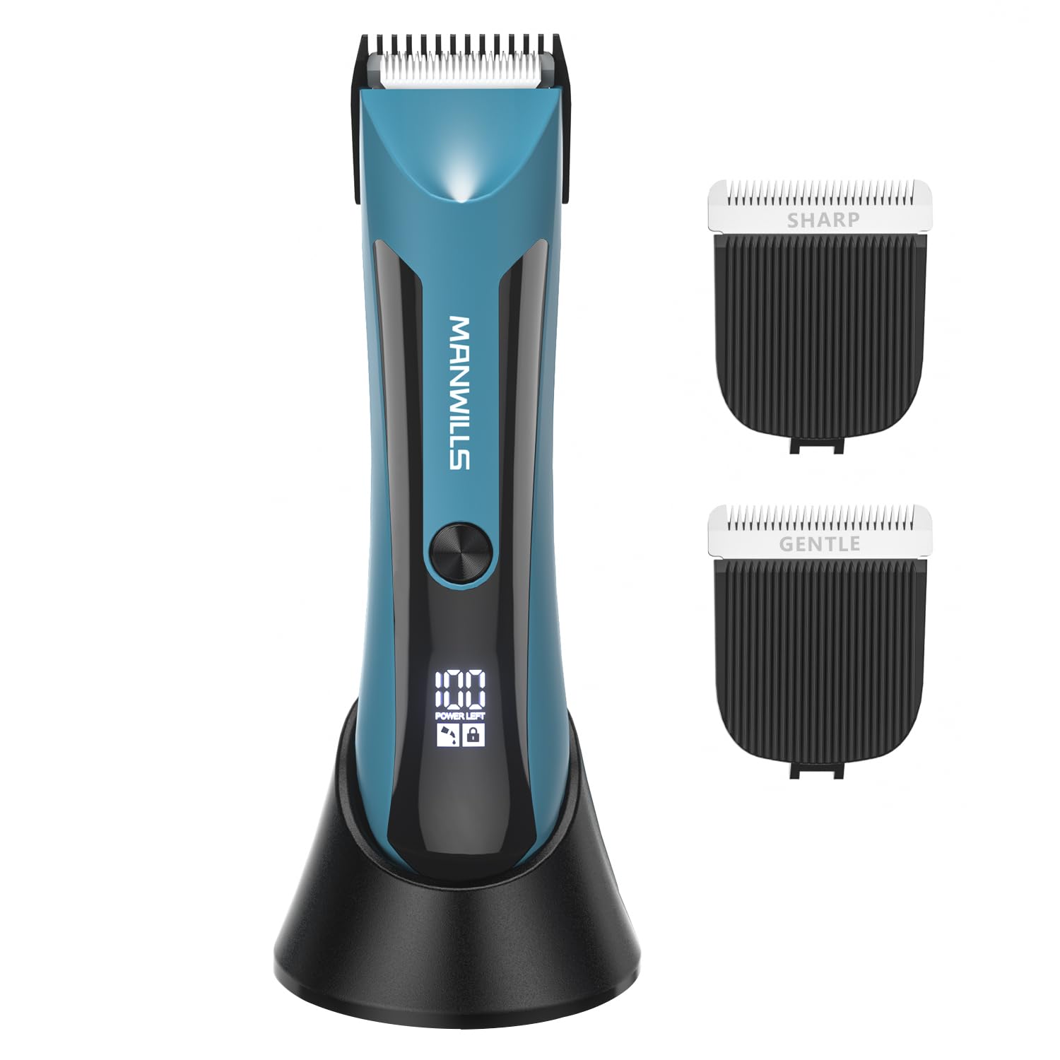 Men's Body Hair Trimmer & Groomer - Waterproof Electric Ball Trimmer/Shaver for Groin, Chest & Body - Wet/Dry Use with Charging Dock - Mens Hygiene & Grooming Kit for Travel, Gym & Home Use