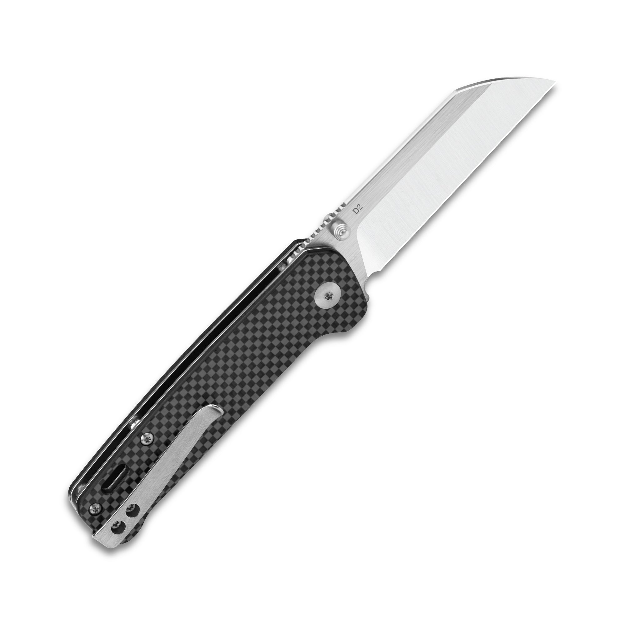 QSP Penguin Liner Lock Pocket Knife - D2 Steel Blade with Carbon Fiber & G10 Handle - EDC, Camping, Hiking, Survival Tool