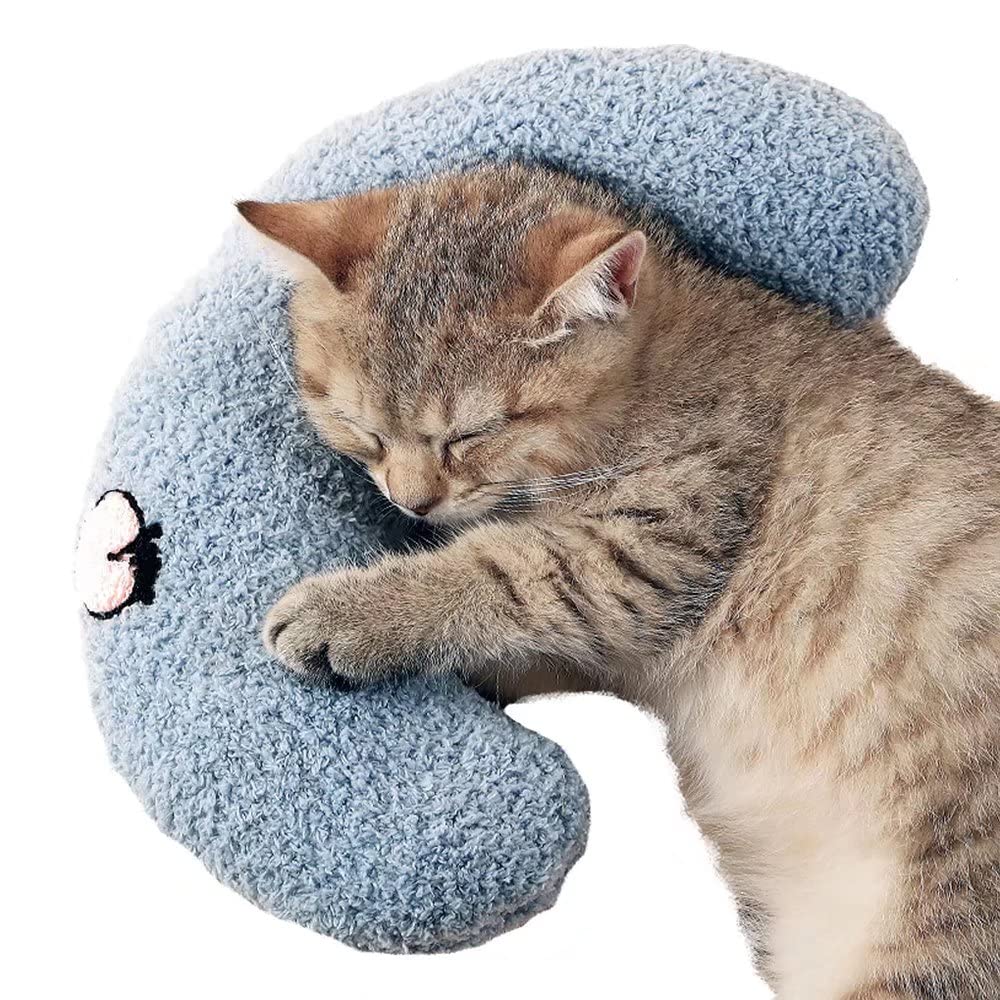 Les Arbres Fair Little Pillow for Cats - Ultra Soft Fluffy Pet Calming Toy, Half Donut Cuddler for Joint Relief & Anxiety | Machine Washable Cat Bed for Sleeping, Travel & Home Comfort