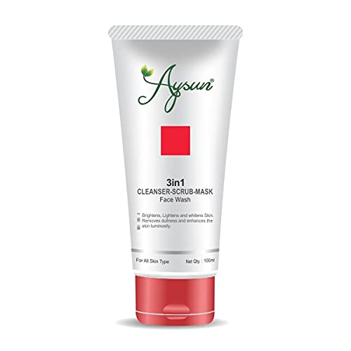 Aysun 3-in-1 Brightening Face Wash for Glowing Skin - Deep Cleansing, Exfoliating & Hydrating Gentle Cleanser for All Skin Types (100ml) | Daily Skincare Routine for Brighter, Healthier Complexion
