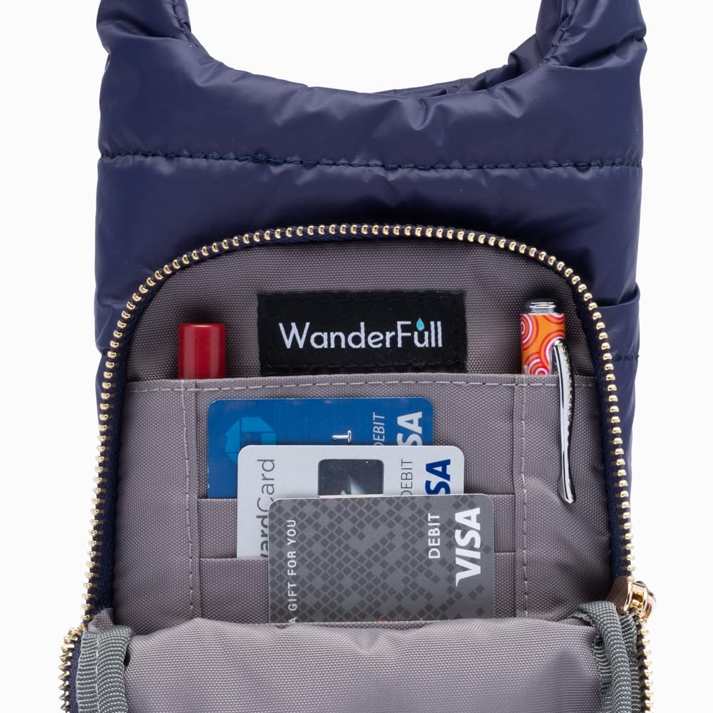 Quilted Water Bottle Holder with Strap - Insulated Tote for Hiking & Work