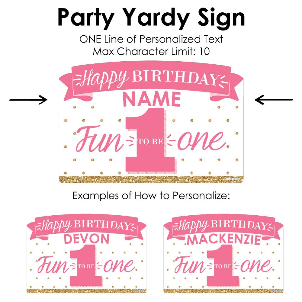 Personalized 1st Birthday Yard Sign for Girls - Custom Name Lawn Decoration - 'Fun to be One' Party Decor - Perfect for Outdoor Celebrations & Photo Backdrops